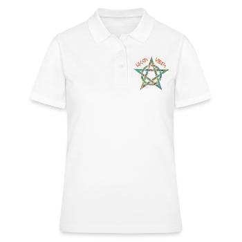 pentagramme 3 e 4 runes wicca vibes - Polo Femme - blanc - Devant - Ailine (174cm)