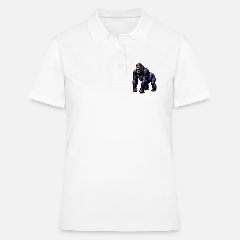 Polygone Gorille – Géométrie colorée - Polo Femme - blanc