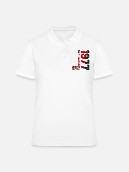 1977 September Limited Edition 46. Geburtstag Deko - Frauen Polo Shirt - Weiß
