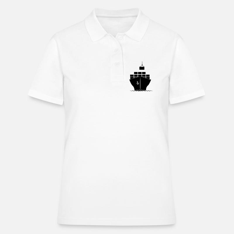 Seecontainerboot mit Kranbeladung - Frauen Polo Shirt - Weiß