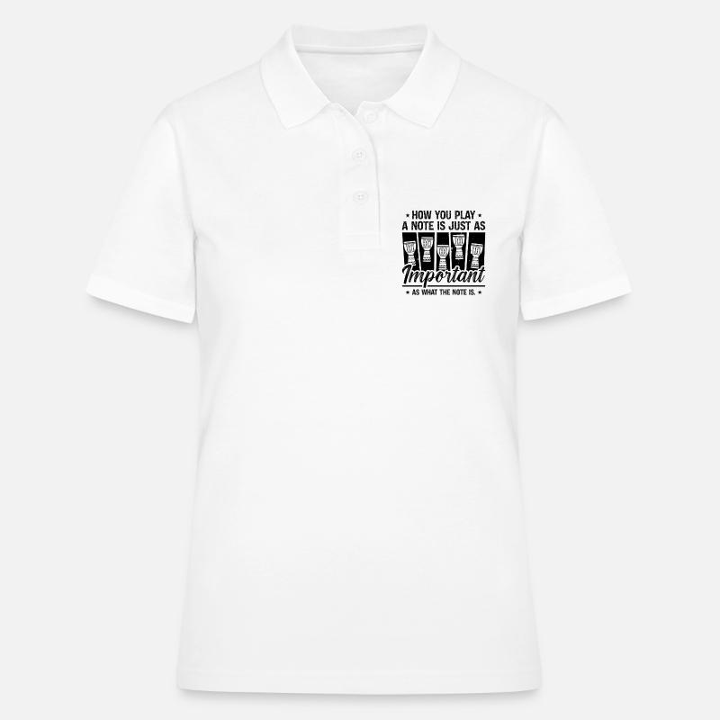 Comment vous jouez une note Retro Drumming Djembé Player - Polo Femme - blanc