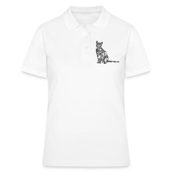 Tatouage tribal de chat - Polo Femme - blanc - Devant - Ailine (174cm)