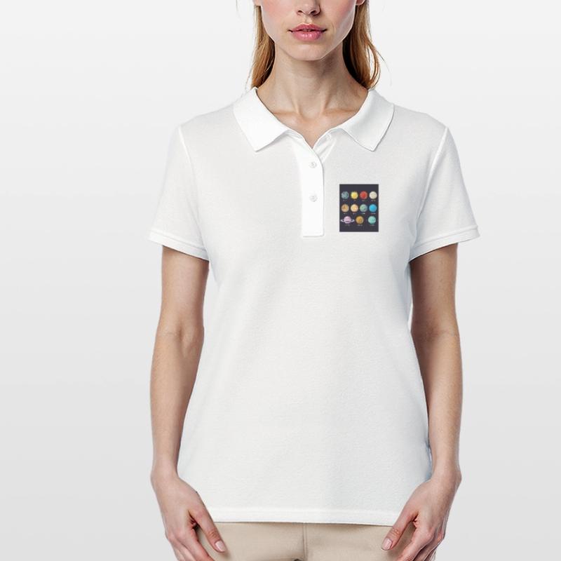 Outer Space Nerd Solar System Planets Sun Moon Women's Polo Shirt