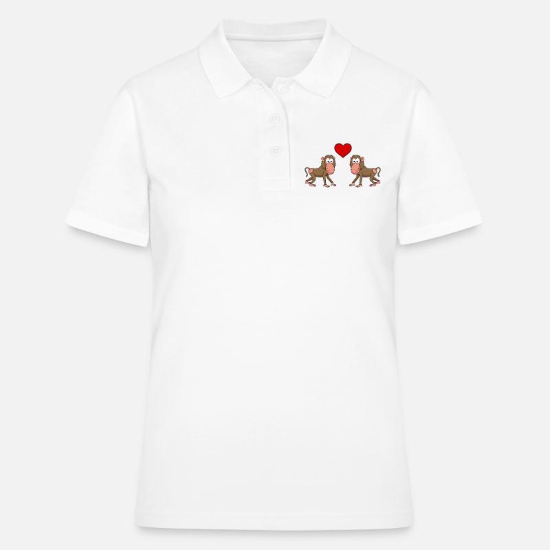 Monkey monkey comic couple love - Women's Polo Shirt - white