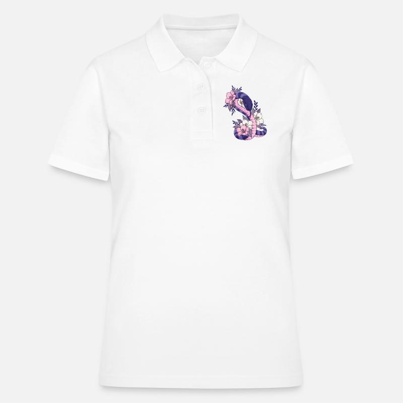 Schlange Snake Blumen Tattoo Bstyled Freizeitmode - Frauen Polo Shirt - Weiß