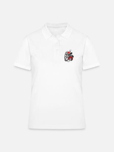 Cercles de fleurs monochromes avec rouge - Polo Femme - blanc