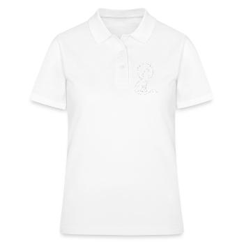Loup hurlant et pleine lune en une seule ligne - Polo Femme - blanc - Devant - Ailine (174cm)