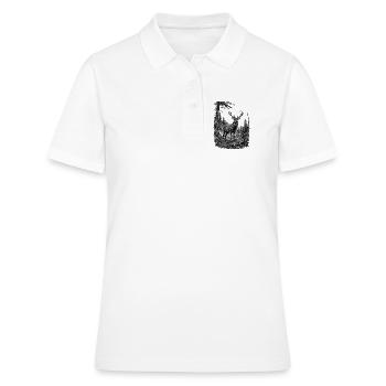Cerf majestueux dans la nature dans le style du dessin - Polo Femme - blanc - Devant - Ailine (174cm)