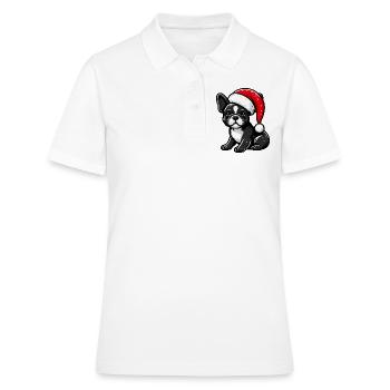 Bouledogue français Joyeux Noël - Polo Femme - blanc - Devant - Ailine (174cm)
