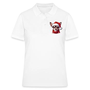 Chihuahua portant un chapeau de Père Noël - Polo Femme - blanc - Devant - Ailine (174cm)