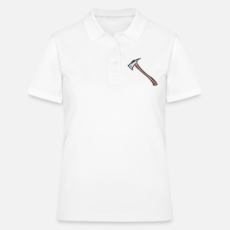 Dessin de hache / hache de pompier. Pompier. - Polo Femme - blanc