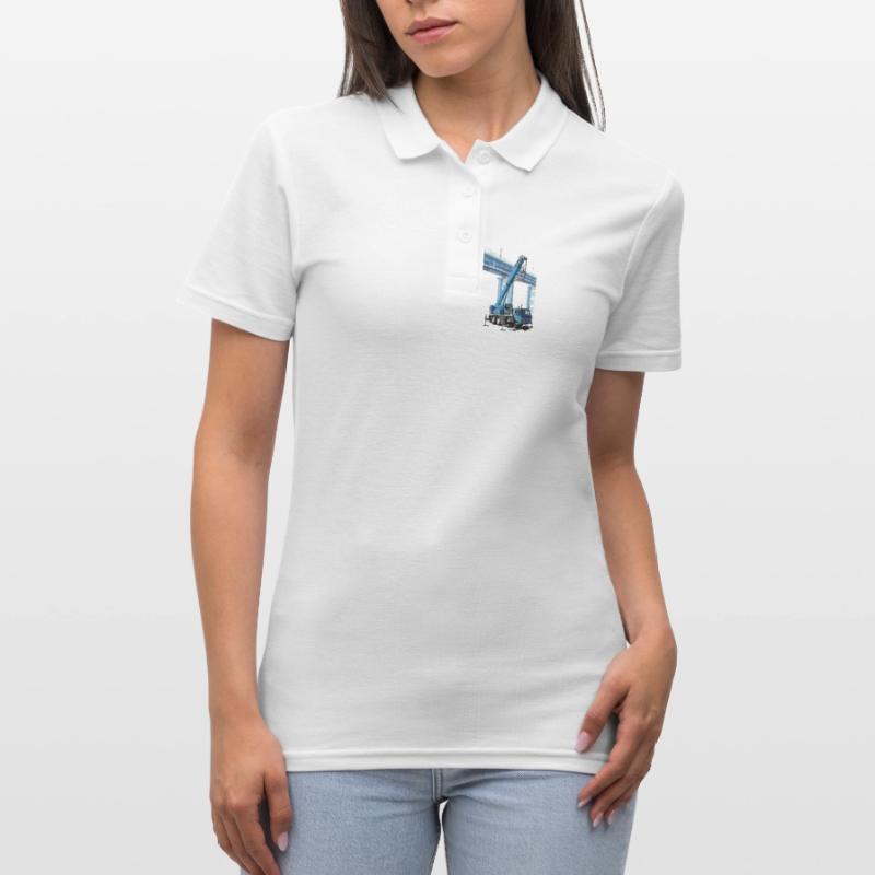 Mobile crane assembles bridge sections Women's Polo Shirt