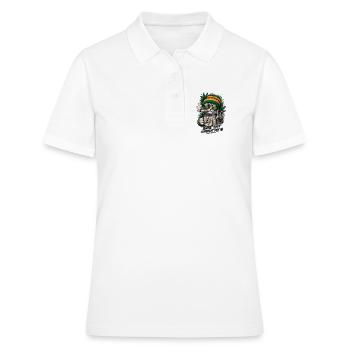 Rasta Cat Coffee Weed Repeat - Polo Femme - blanc - Devant - Ailine (174cm)