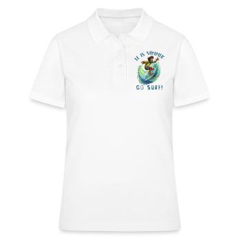 Drôle de hippie avec une planche de surf - surfeur - Polo Femme - blanc - Devant - Ailine (174cm)