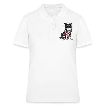 Border Collie Dog 4 juillet Drapeau américain Cadeaux - Polo Femme - blanc - Devant - Ailine (174cm)