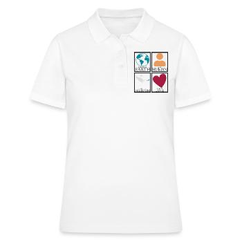 Lieu de naissance Terre Homme Liberté Amour Paix - Polo Femme - blanc - Devant - Ailine (174cm)
