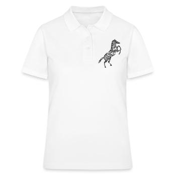 Tatouage tribal de cheval - Polo Femme - blanc - Devant - Ailine (174cm)