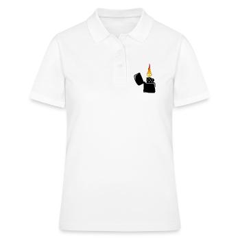 crâne enflammé et briquet noir - Polo Femme - blanc - Devant - Ailine (174cm)