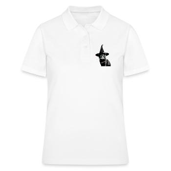Chat Yeux Verts Chapeau Sorcière Walpurgis Nuit - Polo Femme - blanc - Devant - Ailine (174cm)