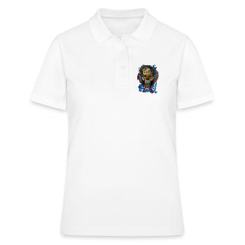 Barock Skull mit Blau Bändern - Frauen Polo Shirt - Weiß - Vorne - Ailine (174cm)