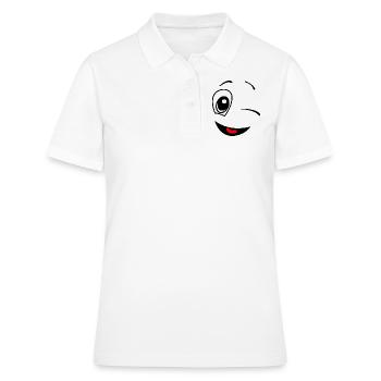 Cadeau amusant drôle de sourire de visage de clin de œil - Polo Femme - blanc - Devant - Ailine (174cm)
