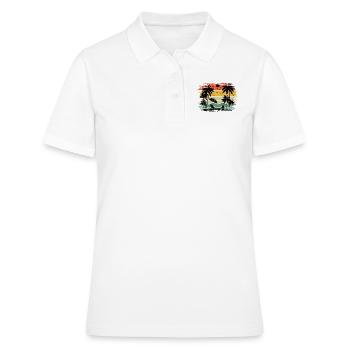 Sonnenuntergang Strand Sommer Geschenk Strand Retro - Frauen Polo Shirt - Weiß - Vorne - Ailine (174cm)