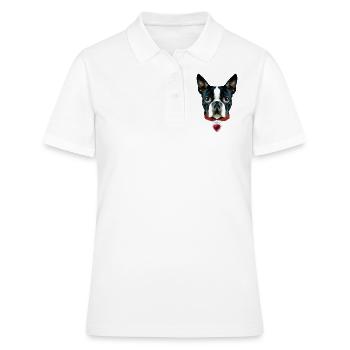 02 Boston Terrier J'aime le coeur d'amour de coeur - Polo Femme - blanc - Devant - Ailine (174cm)