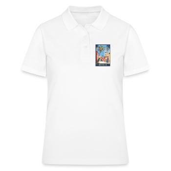 Entdecken Sie die lebendigen Souks von Marrakesch in Marokko - Frauen Polo Shirt - Weiß - Vorne - Ailine (174cm)