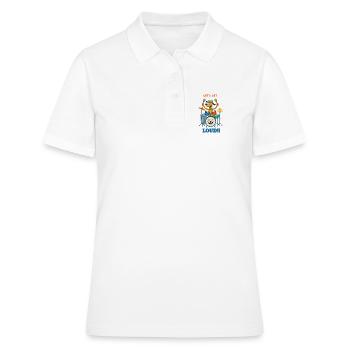 Drumming Dog auf der Bühne - Frauen Polo Shirt - Weiß - Vorne - Ailine (174cm)