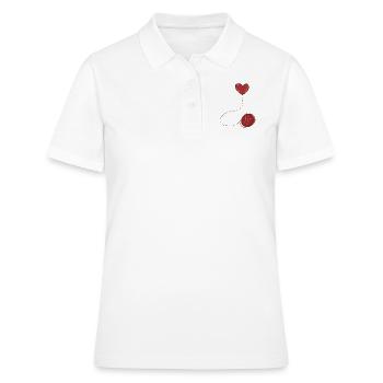 heart red symbol wool thread line - Women's Polo Shirt - white - Front - Ailine (174cm)