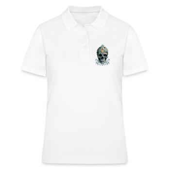 Der Schädel der Zeit: Römische Ziffern - Frauen Polo Shirt - Weiß - Vorne - Ailine (174cm)