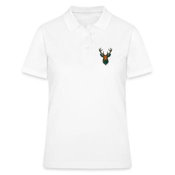 Hirschkopf Neonkunst - Frauen Polo Shirt - Weiß - Vorne - Ailine (174cm)