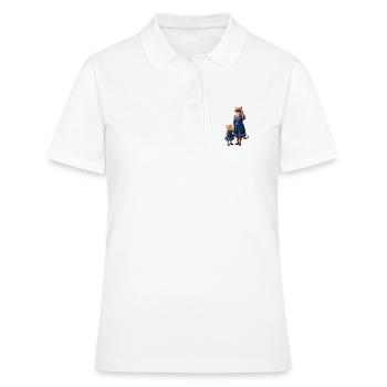 Minettes Story – Ginger Cat Mom & Kitten - Polo Femme - blanc - Devant - Ailine (174cm)