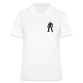 Guerrier Mech modifié par l’IA - Polo Femme - blanc - Devant - Ailine (174cm)