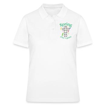 Frühling | Spring | Spiel | Spaß | Unterhaltung - Frauen Polo Shirt - Weiß - Vorne - Ailine (174cm)