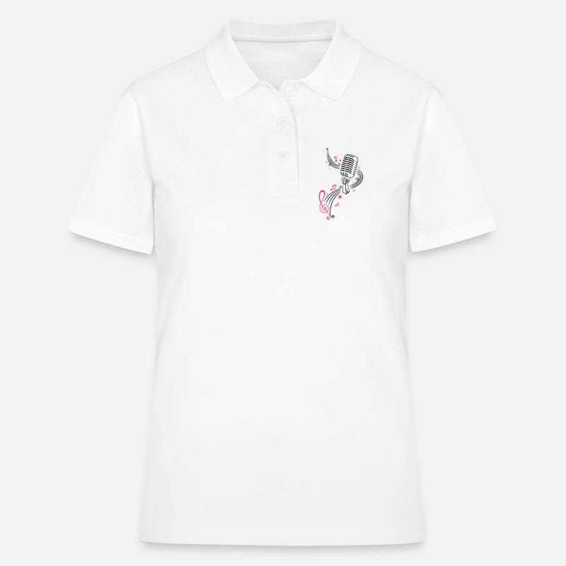 Retro microphone with music notes and clef. - Women's Polo Shirt - white