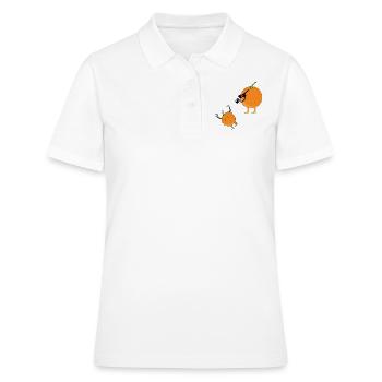 orange qui prend une photo, ( jus d'orange ) - Polo Femme - blanc - Devant - Ailine (174cm)