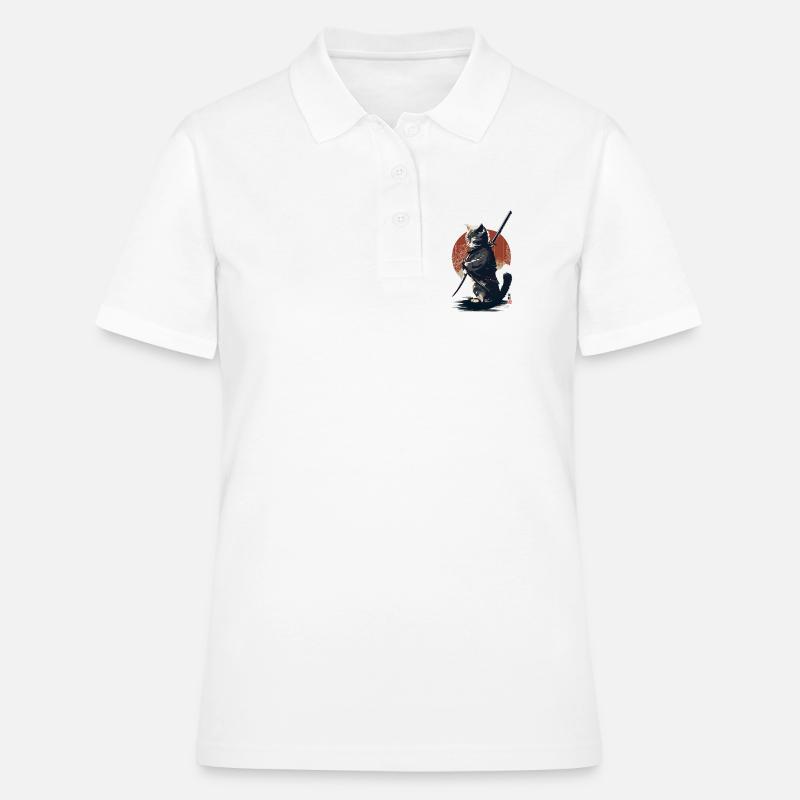 Kawaii Neko Samurai : cat samurai - Women's Polo Shirt - white