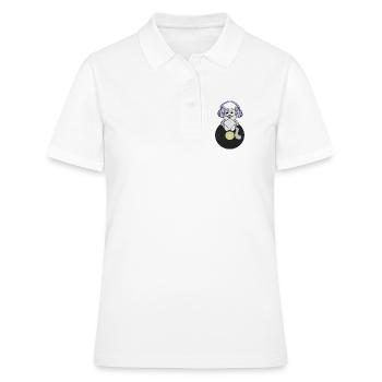 Chaton nostalgique qui aime les disques vinyles - Polo Femme - blanc - Devant - Ailine (174cm)