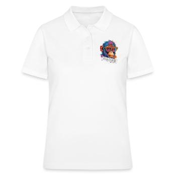 Singe dicton et attitude ambigus - Polo Femme - blanc - Devant - Ailine (174cm)
