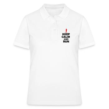 RESTE CALME ET COURS ! JOGGING RACING SPORT FIT noir - Polo Femme - blanc - Devant - Ailine (174cm)