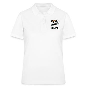 Pandabär trainiert mit Hanteln - Frauen Polo Shirt - Weiß - Vorne - Ailine (174cm)