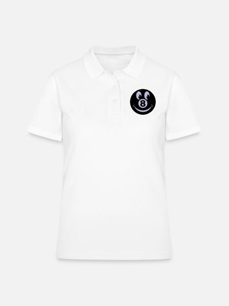 8 ball smiley vecto - Polo Femme - blanc