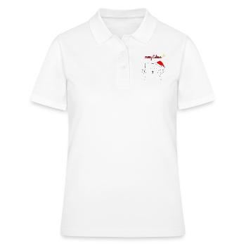 Chat noël, joyeux catmas - Polo Femme - blanc - Devant - Ailine (174cm)