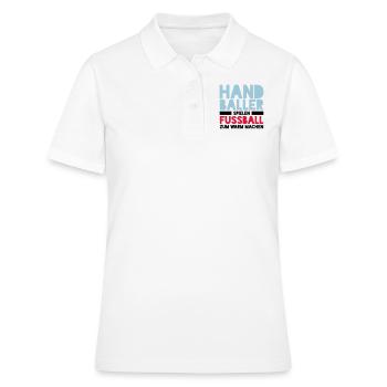 Handballer spielen Fussball zum Warm machen - Frauen Polo Shirt - Weiß - Vorne - Ailine (174cm)
