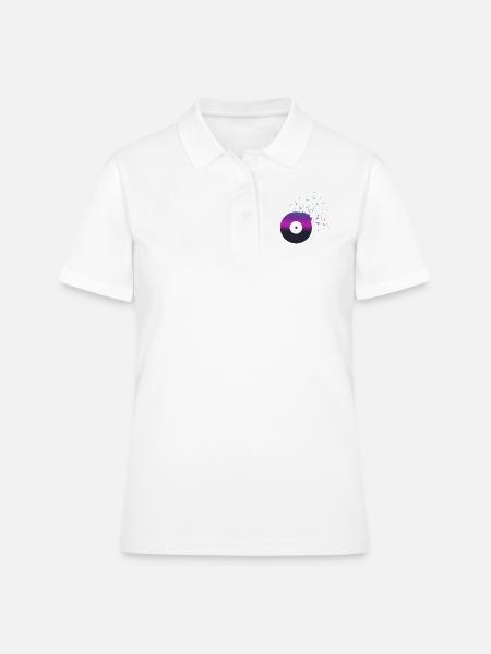Notes de musique de disque vinyle VINYLE - Polo Femme - blanc