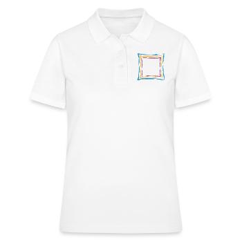 colorful many lines frame square border square - Women's Polo Shirt - white - Front - Ailine (174cm)