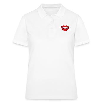 bouche rouge cadeau lèvres baiser langue dents rouge - Polo Femme - blanc - Devant - Ailine (174cm)