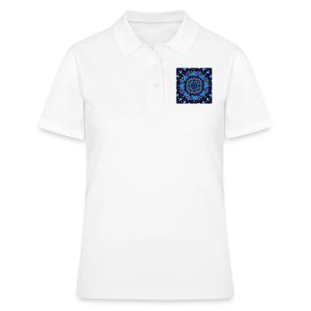 Mandala bleu turquoise or - Polo Femme - blanc - Devant - Ailine (174cm)