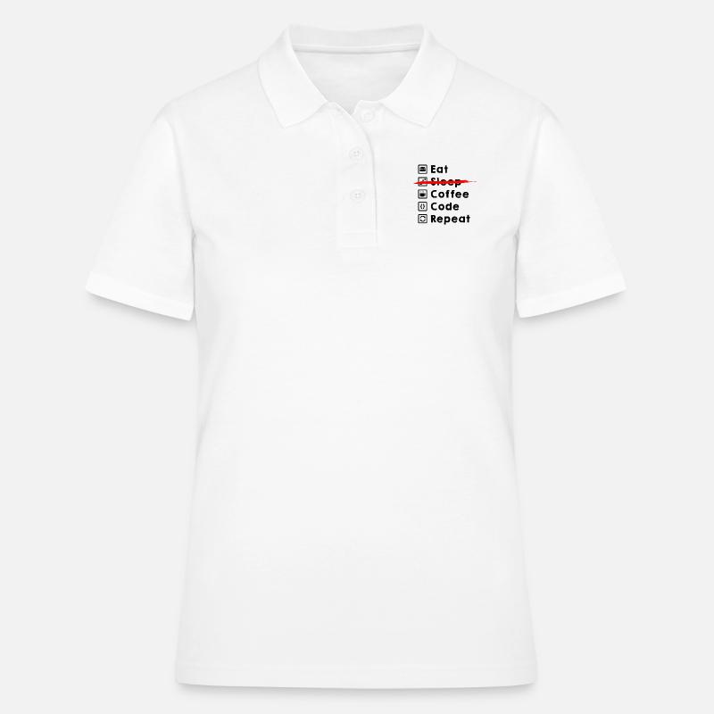 Eat Coffee Code Repeat - Women's Polo Shirt - white